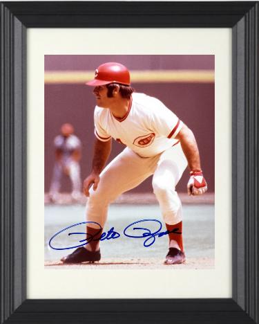Pete Rose Autographed Cincinnati Reds MLB Licensed 8 x 10 Photograph minor dings Custom Framing- COA (HIT KING/4256)-Powers Sports Memorabilia