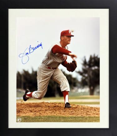 Jim Bunning Autographed Philadelphia Phillies MLB Licensed 8 x 10 Photograph minor dings Custom Framing- COA (HOF)-Powers Sports Memorabilia