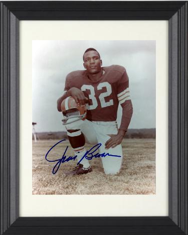 Jim Brown Autographed Cleveland Browns 8 x 10 Photograph Custom Framing- NFL Alumni LOA (HOF)-Powers Sports Memorabilia