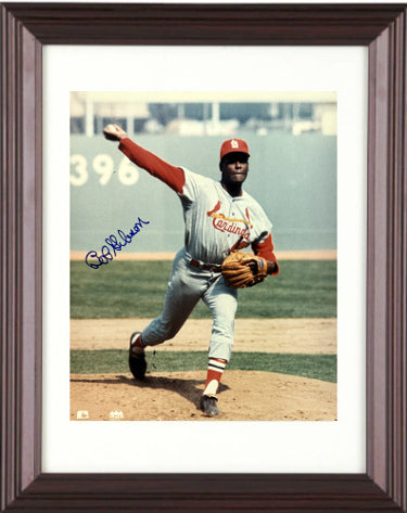 Bob Gibson Autographed St. Louis Cardinals 8 x 10 Photograph minor dings Custom Framing- Tuff Stuff COA (HOF)-Powers Sports Memorabilia