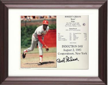 Bob Gibson Autographed St. Louis Cardinals MLB Hall of Fame Induction Day 8 x 10 Photograph/Card Custom Framing- Tuff Stuff COA/Show Ticket-Powers Sports Memorabilia