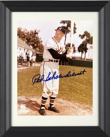 Red Schoendienst Autographed Milwaukee Braves MLB 8 x 10 Photograph minor dings Custom Framing- COA/Show Ticket (HOF)-Powers Sports Memorabilia