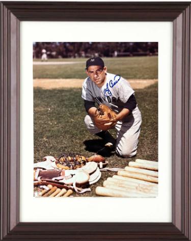 Yogi Berra Autographed New York Yankees MLB Licensed 8 x 10 Photograph minor dings Custom Framing- COA (HOF/3X AL MVP) - CTBL_f43783-Powers Sports Memorabilia