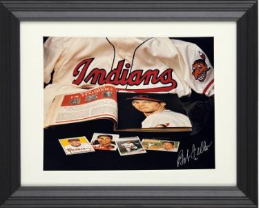 Bob Feller Autographed Cleveland Collage 8 x 10 Photograph Custom Framing- COA (HOF/No Hitter/8X AS)-Powers Sports Memorabilia
