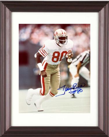 Jerry Rice Autographed San Francisco 49ers 8 x 10 Photograph #80 minor dings Custom Framing- NFL Alumni, Inc. LOA (HOF/3X SB Champs/13X Pro-Powers Sports Memorabilia