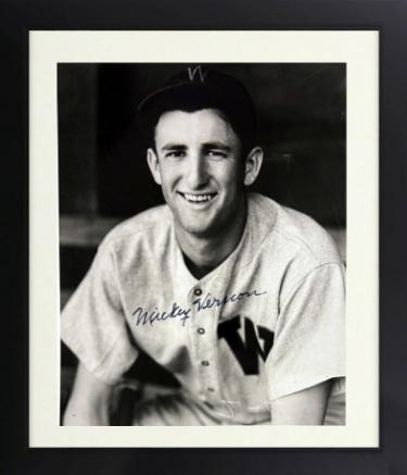 Mickey Vernon Autographed Washington Senators B&W 8 x 10 Photograph minor dings Custom Framing- COA-Powers Sports Memorabilia