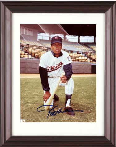 Rod Carew Autographed Minnesota Twins MLB Licensed 8 x 10 Photograph minor dings Custom Framing- COA (HOF)-Powers Sports Memorabilia