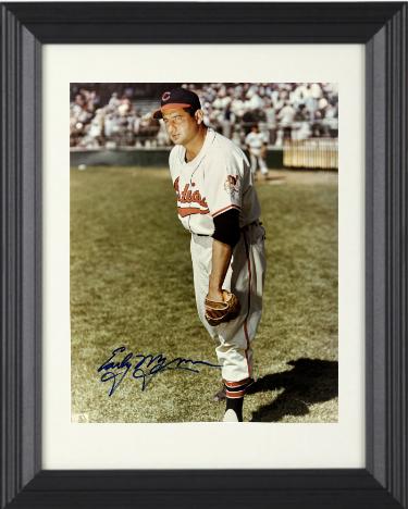 Early Wynn Autographed Cleveland MLB Licensed 8 x 10 Photograph minor dings Custom Framing- COA (HOF/CY/9XAS) - CTBL_f44033-Powers Sports Memorabilia