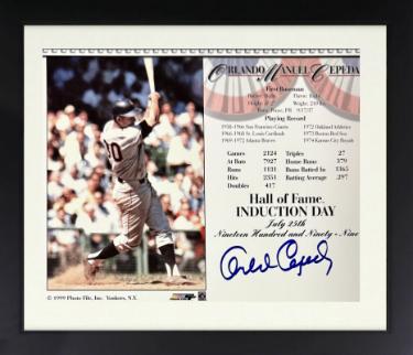 Orlando Cepeda Autographed MLB Licensed Hall of Fame Induction Day 8 x 10 Photograph/Card Custom Framing- Tuff Stuff COA/Show Ticket - CTBL_f44064-Powers Sports Memorabilia
