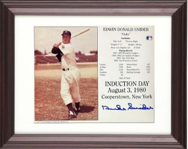Duke Snider Autographed Brooklyn Dodgers MLB Licensed Hall of Fame Induction Day 8 x 10 Photograph/Card Custom Framing- Tuff Stuff COA - CTBL_f44084-Powers Sports Memorabilia