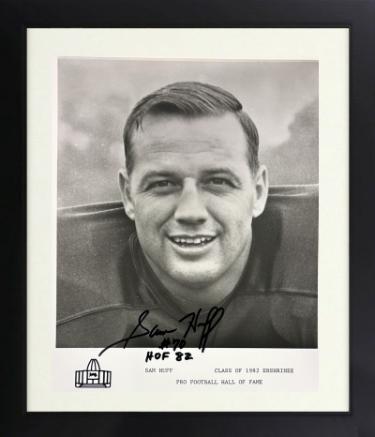 Sam Huff Autographed Washington/NY Giants HOF Enshrinee 8 x 10 Photograph HOF 82 minor dings CUstom Framing- COA-Powers Sports Memorabilia