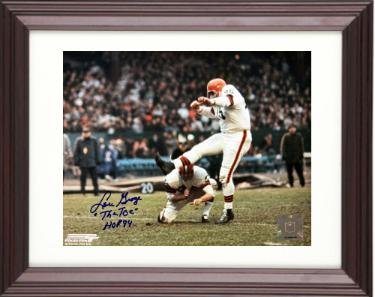 Lou Groza Autographed Cleveland Browns NFL 8 x 10 Photograph dual "The Toe" & HOF 74 Custom Framing- COA/Show Ticket-Powers Sports Memorabilia