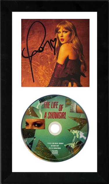 Taylor Swift 2025 The Life of a Showgirl CD Autographed 4.75x4.75 Photograph Art Card #3 with Heart 6.5x12 Custom Framing- Beckett Review - CTBL_f44188-Powers Sports Memorabilia