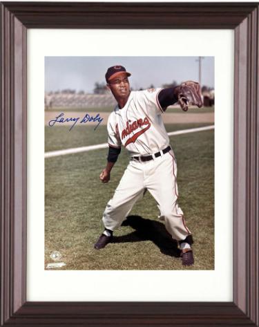 Larry Doby Autographed Cleveland MLB Licensed 8 x 10 Photograph minor dings Custom Framing- COA/CSA Show Ticket (HOF/7X AS)-Powers Sports Memorabilia