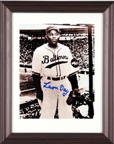 Leon Day Autographed Baltimore Elite Giants Negro League Sepia Tone 8 x 10 Photograph minor dings Custom Framing- Tuff Stuff COA/Show Ticket-Powers Sports Memorabilia
