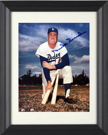 Duke Snider Autographed Los Angeles Dodgers MLB Licensed 8 x 10 Photograph minor dings Custom Framing- COA (HOF/2X WSC)-Powers Sports Memorabilia