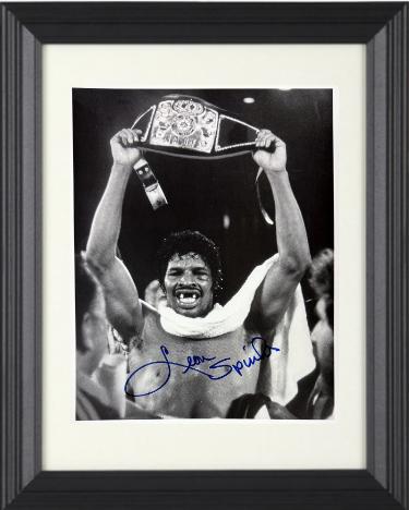 Leon Spinks Autographed Boxing B&W 8 x 10 Photograph minor dings Custom Framing- COA/CSA Show Ticket-Powers Sports Memorabilia