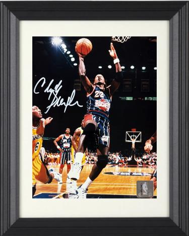 Clyde Drexler Autographed Houston Rockets NBA Licensed 8 x 10 Photograph Custom Framing- Goldin/The Score Board COA-Powers Sports Memorabilia