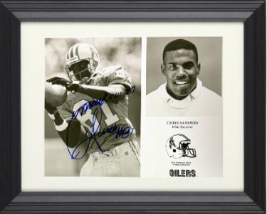 Chris Sanders Autographed Houston Oilers 8 x 10 Photograph Mark 20:27 Custom Framing- COA (Titans/Ohio St)-Powers Sports Memorabilia