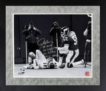 Lawrence Taylor Autographed New York Giants 16 x 20 Photograph 4 stats- 86 MVP/3X DPOY/10X ALL PRO/132.5 Sacks- /56- Custom Framing- Steiner-Powers Sports Memorabilia