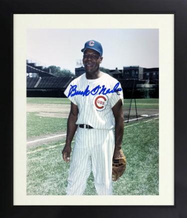 Buck O'Neil Autographed Chicago Cubs 8 x 10 Photograph minor dings Custom Framing- COA/Show Ticket/Negro League/HOF-Powers Sports Memorabilia