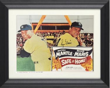 Mickey Mantle/Roger Maris New York Yankees 11 x 14 Photograph SAFE AT HOME Reprint Photograph Custom Framing with Maris Facsimile Reprint Auto-Powers Sports Memorabilia