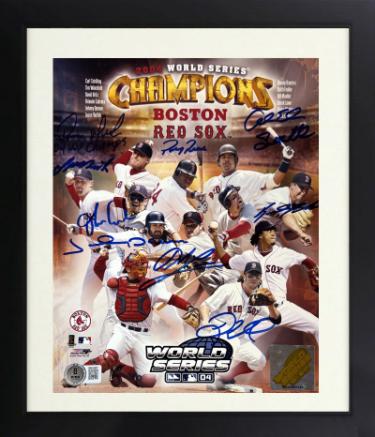 2004 Boston Red Sox World Series Champions 8 x 10 Team Autographed MLB Photograph Custom Framing-11 sigs-Beckett (Damon/Francona)-Powers Sports Memorabilia