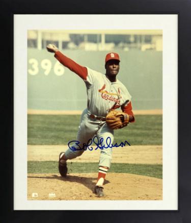 Bob Gibson Autographed St. Louis Cardinals MLB Licensed 8 x 10 Photograph minor dings Custom Framing- Tuff Stuff COA (HOF)-Powers Sports Memorabilia