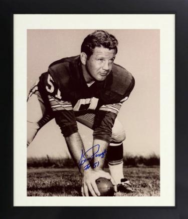 Jim Ringo Autographed Green Bay Packers Vintage B&W 8 x 10 Photograph Custom Framing- COA (HOF/10X Pro Bowl)-Powers Sports Memorabilia