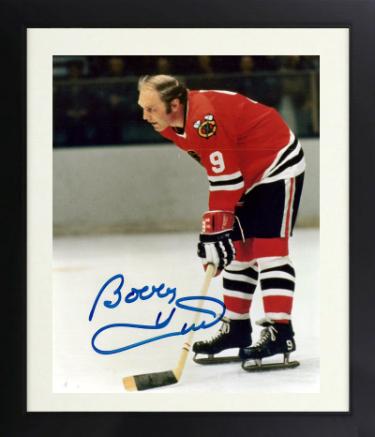 Bobby Hull Autographed Chicago Blackhawks 8 x 10 Photograph minor dings Custom Framing- NFL Alumni, Inc. LOA (HOF/Golden Jet)-Powers Sports Memorabilia