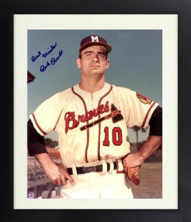 Bob Buhl Autographed Milwaukee Braves MLB Licensed 8 x 10 Photograph imperfect Custom Framing- COA (1957 WS Champ)-Powers Sports Memorabilia