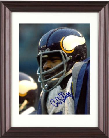 Carl Eller Autographed Minnesota Vikings NFL 8 x 10 Photograph #81 imperfect Custom Framing- COA (HOF/Purple People Eaters) - CTBL_m45173-Powers Sports Memorabilia