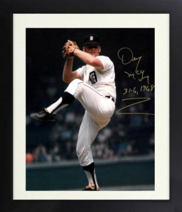 Denny McLain Autographed Detroit Tigers MLB 8 x 10 Photograph with 31-6, 1968 imperfect Custom Framing- COA-Powers Sports Memorabilia