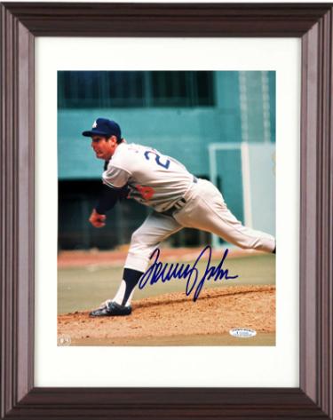 Tommy John Autographed Los Angeles Dodgers MLB Licensed 8 x 10 Photograph Custom Framing imperfect- Sports World Collectibles COA-Powers Sports Memorabilia