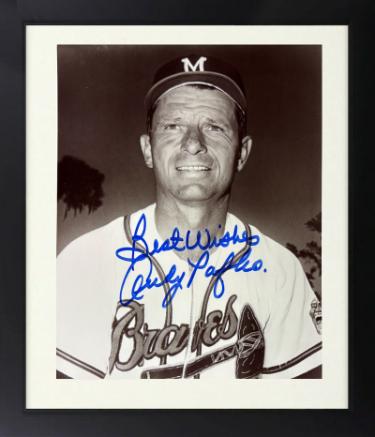 Andy Pafko Autographed Milwaukee Braves 8 x 10 Photograph Custom Framing imperfect Best Wishes- Stacks of Plaques COA-Powers Sports Memorabilia