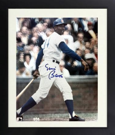 Ernie Banks Autographed Chicago Cubs MLB Licensed 8 x 10 Photograph minor dings Custom Framing- COA (HOF) - CTBL_f45682-Powers Sports Memorabilia