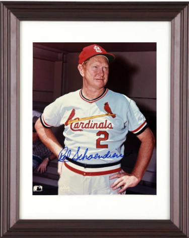 Red Schoendienst Autographed St. Louis Cardinals MLB 8 x 10 Photograph imperfect Custom Framing- COA (HOF)-Powers Sports Memorabilia