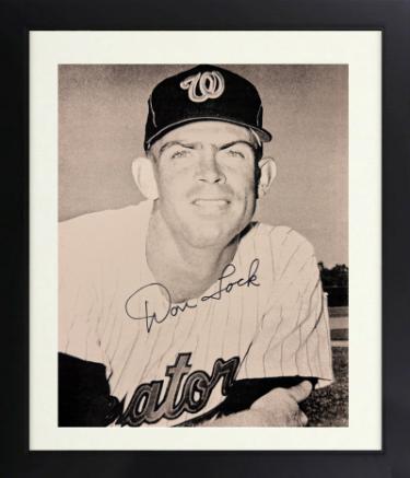 Don Lock Autographed Washington Senators Vintage B&W 8 x 10 Photograph Custom Framing- COA-Powers Sports Memorabilia