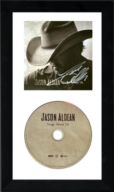 Jason Aldean Autographed 2026 Songs About Us 4.75x4.75 Art Card Insert/CD 6.5x12 Custom Framing- COA-Powers Sports Memorabilia