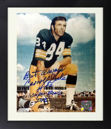 Carroll Dale Autographed Green Bay Packers NFL 8 x 10 Photograph Custom Framing with SB I & II imperfect- COA-Powers Sports Memorabilia