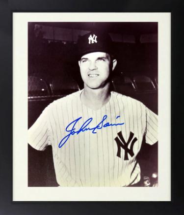 Johnny Sain Autographed New York Yankees 8 x 10 Photograph Custom Framing imperfect-COA (6X WS Champ/3X AS)-Powers Sports Memorabilia