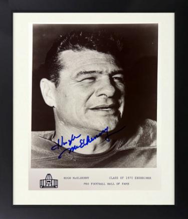 Hugh McElhenny Autographed 49ers Class of 1970 Enshrinee NFL Pro Football Hall of Fame 8 x 10 Photograph Custom Framing imperfect- COA-Powers Sports Memorabilia