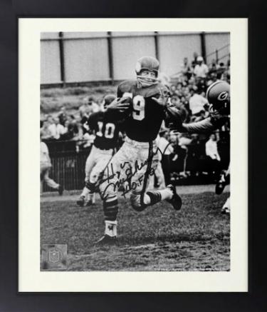 Hugh McElhenny Autographed Minnesota Vikings NFL 8 x 10 Photograph Custom Framing with HOF 70 imperfect- COA-Powers Sports Memorabilia
