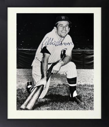Albie Pearson Autographed Washington Senators B&W 8 x 10 Photograph Custom Framing imperfect- COA (58 ROY)-Powers Sports Memorabilia