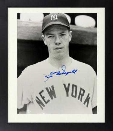 Gil McDougald Autographed New York Yankees B&W 8 x 10 Photograph Custom Framing imperfect- COA (51 AL ROY)-Powers Sports Memorabilia