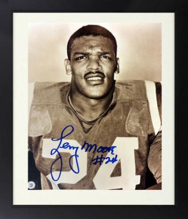 Lenny Moore Autographed Baltimore Colts NFL Sepia 8 x 10 Photograph Custom Framing imperfect #24- COA (HOF)-Powers Sports Memorabilia