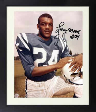 Lenny Moore Autographed Baltimore Colts NFL Licensed 8 x 10 Photograph Custom Framing imperfect #24-COA (HOF)-Powers Sports Memorabilia