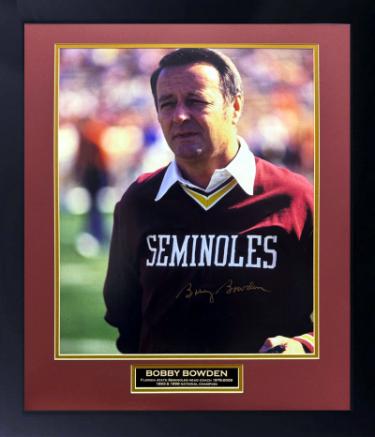 Bobby Bowden Autographed Florida State Seminoles 16 x 20 Photograph Framed imperfect- COA-Powers Sports Memorabilia