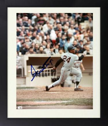 Willie Mays Autographed San Francisco Giants MLB 8 x 10 Photograph Custom Framing imperfect- Beckett Review (HOF)-Powers Sports Memorabilia