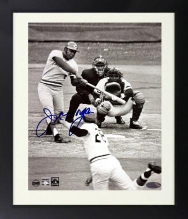 Joe Morgan Autographed Cincinnati Reds MLB Licensed 8 x 10 Photograph Custom Framing imperfect- Steiner Holo/COA (HOF)-Powers Sports Memorabilia